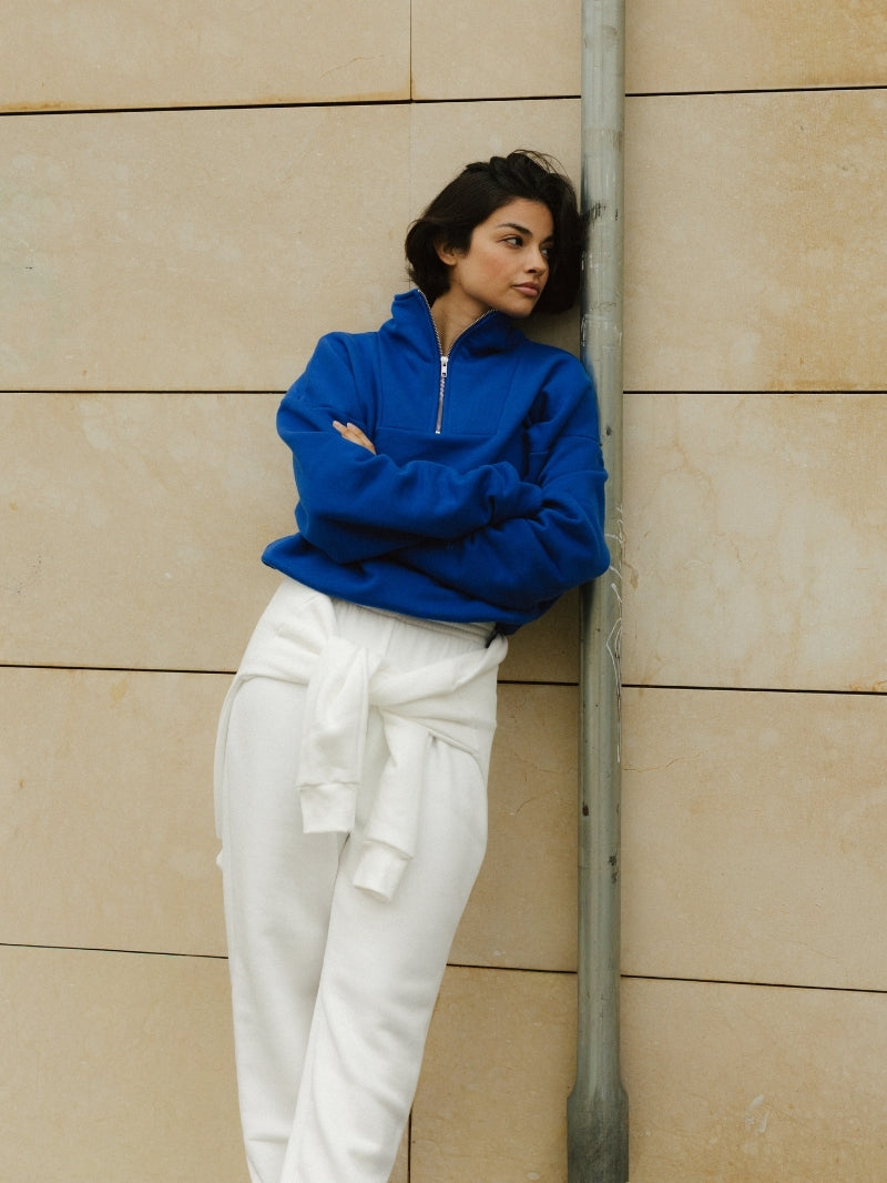 Half Zip Underline Sweatshirt, Cobalt