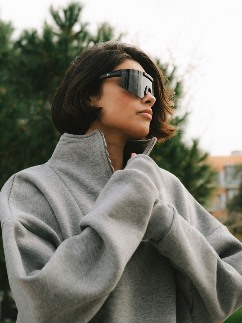 Half Zip Underline Sweatshirt, Melange