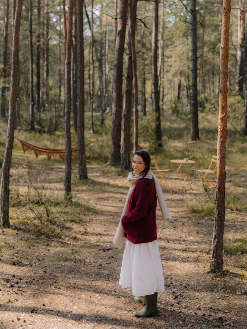 Sukienka midi Calma, Ecru