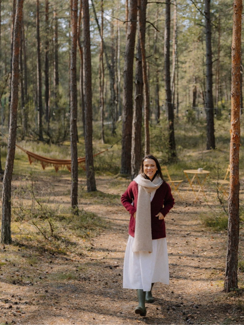 Sukienka midi Calma, Ecru