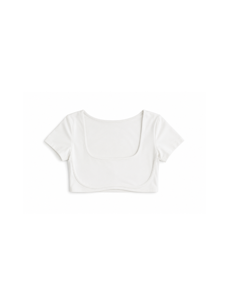 Biały damski crop top z kwadratowym dekoltem - widok z przodu