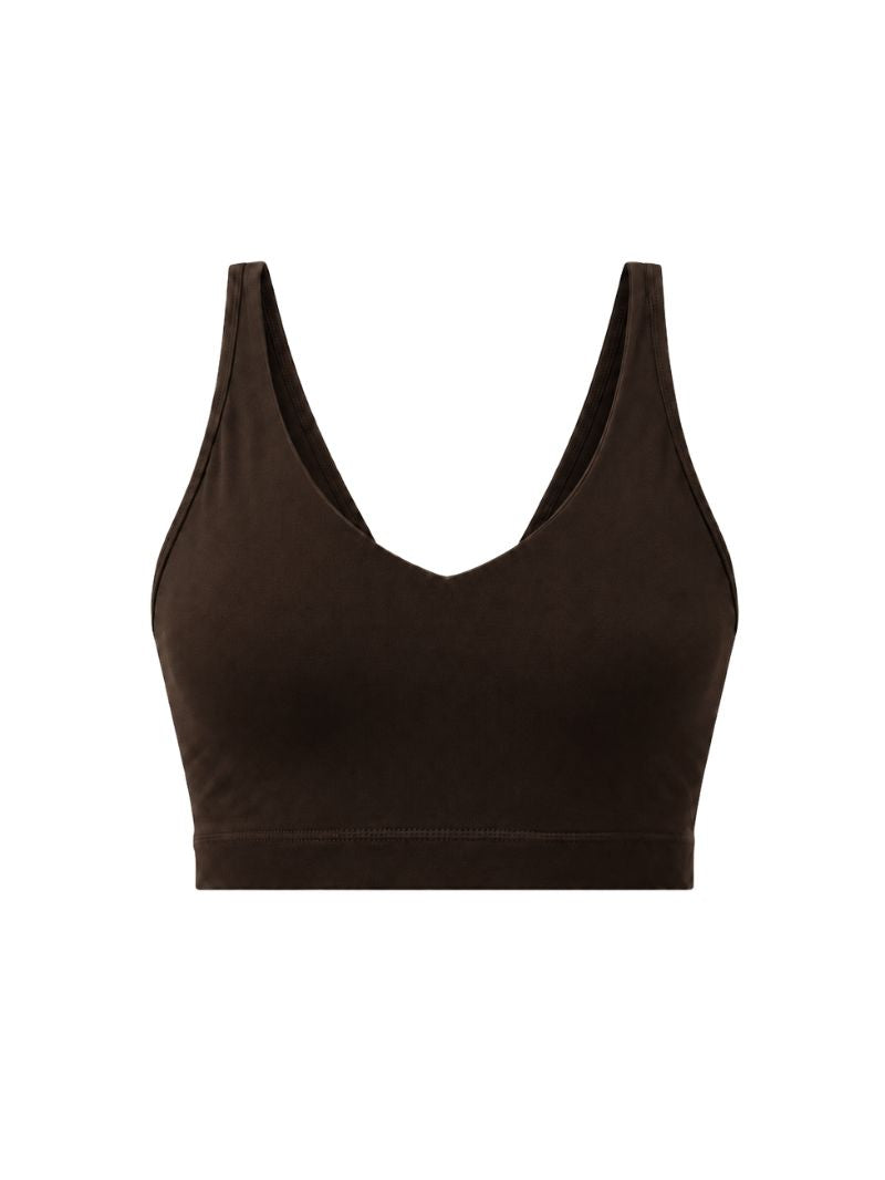 Brązowy damski crop top do ćwiczeń Grace – JOYINME