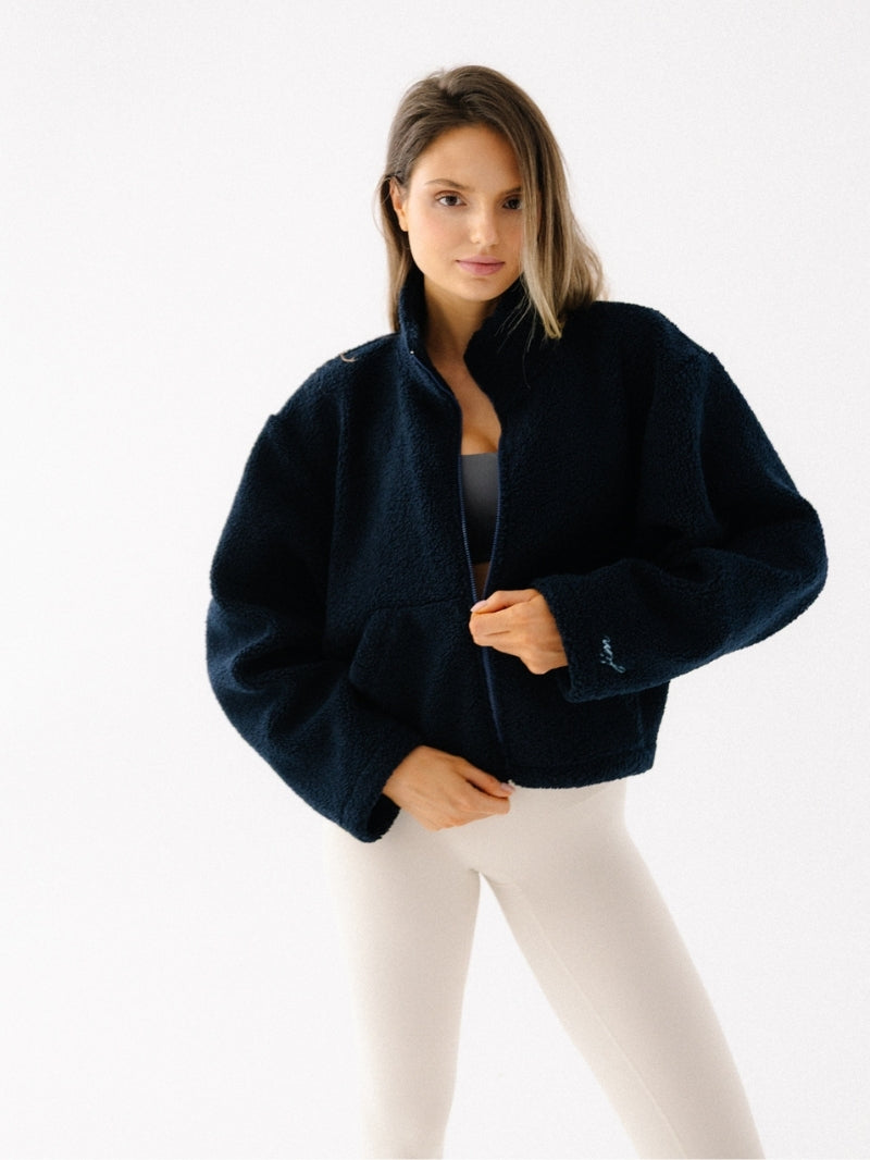 Damska rozpinana bluza polarowa w granatowym kolorze z serii Explore
