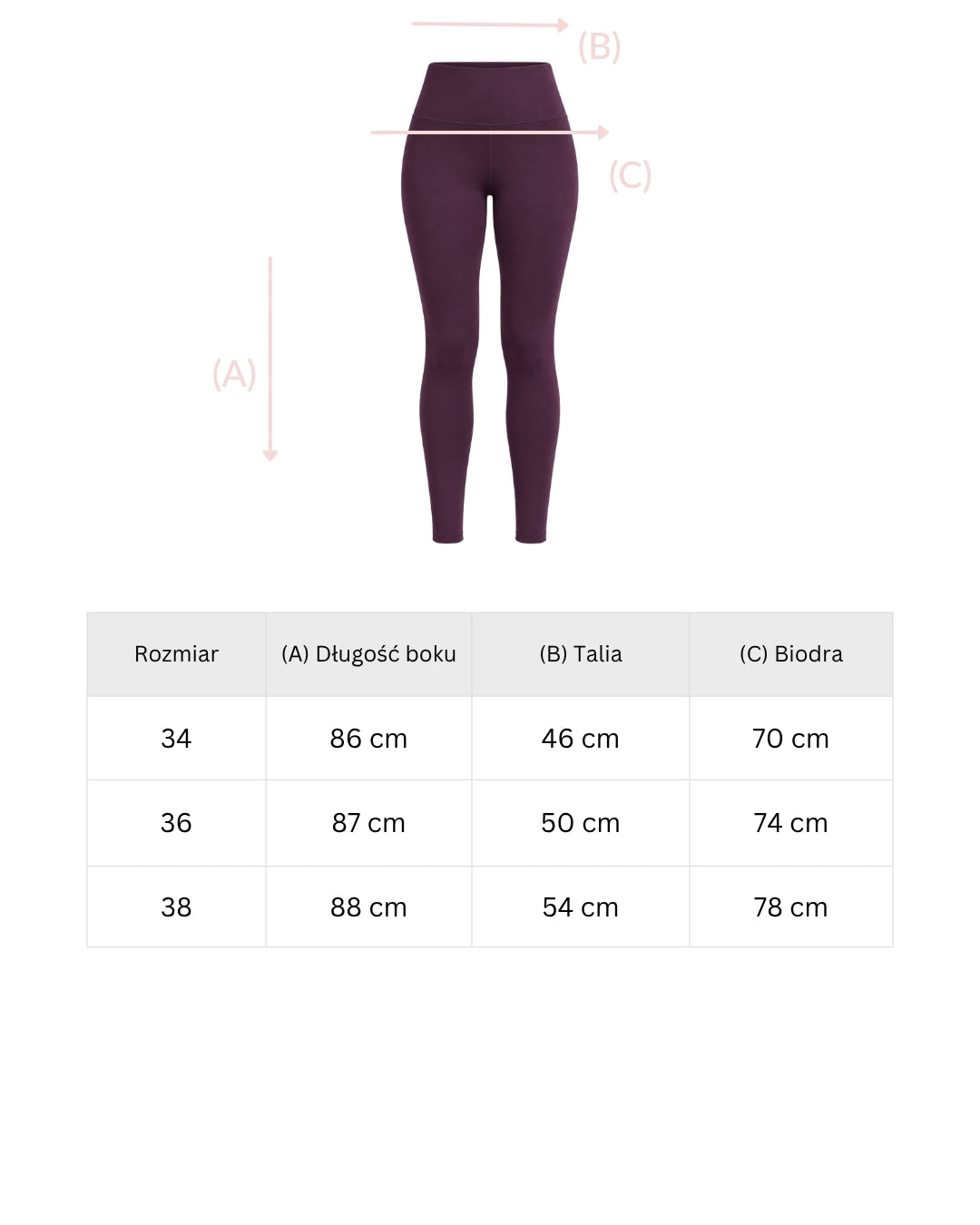 JOYINME tabela rozmiarów shape-leggings-deep-plum