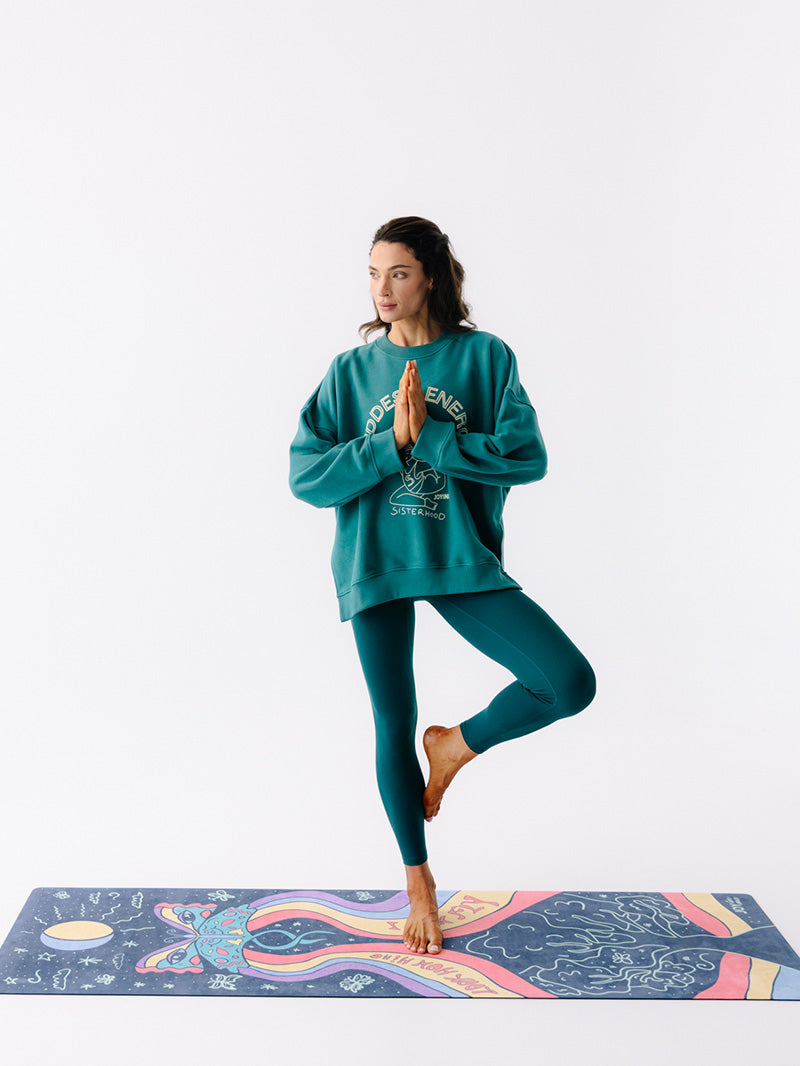 Kolorowa, antypoślizgowa mata do ćwiczeń jogi z kauczuku 3 mm z wzorem motyla