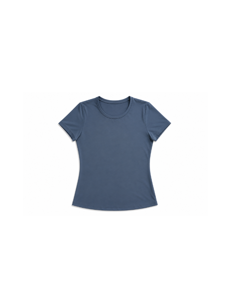 Stalowy damski t-shirt sportowy z krótkim rękawem