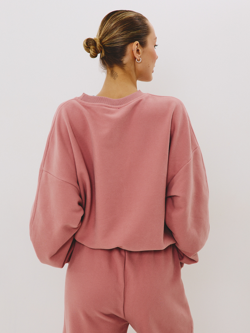 Różowa damska bluza oversize cropped
