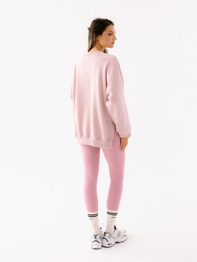 Luźna bawełniana bluza oversize w różowym kolorze z serii KIND - set z różowymi legginsami
