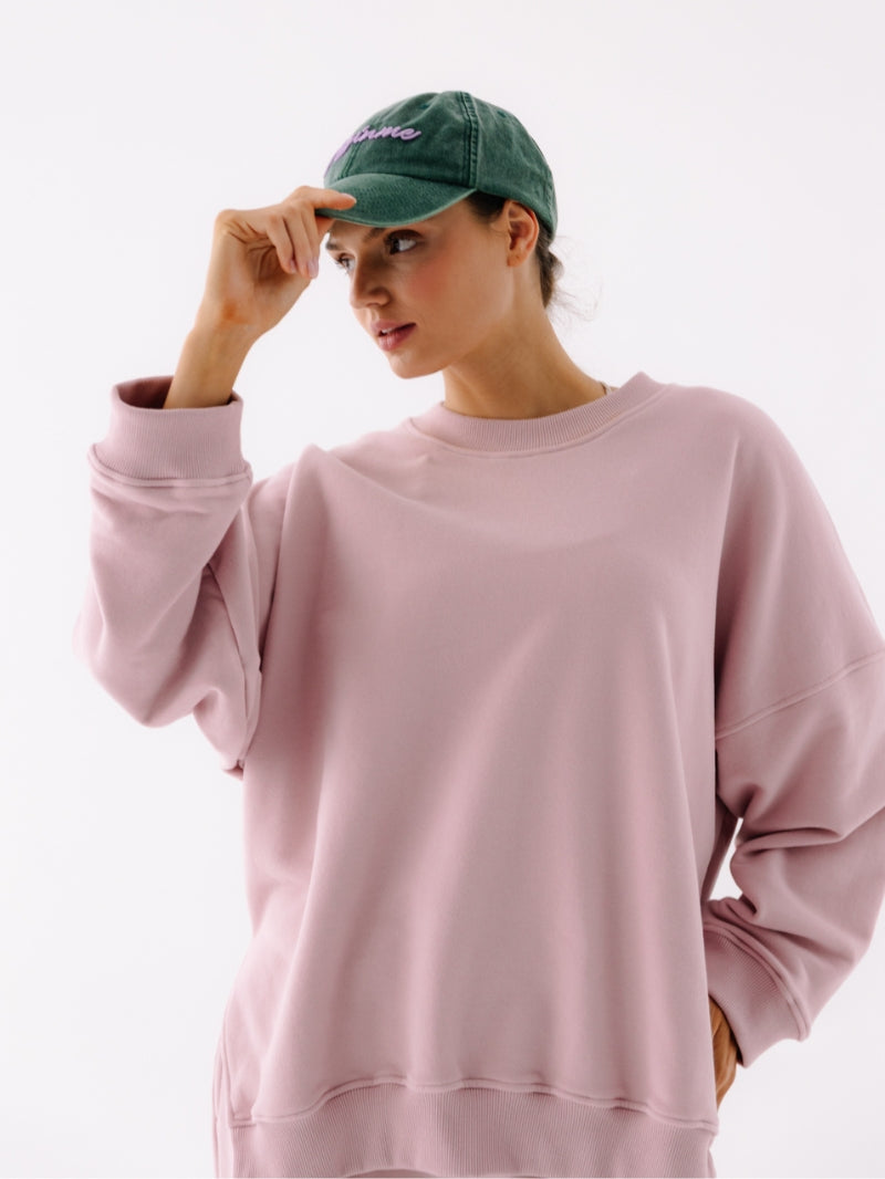 Luźna bawełniana bluza oversize w różowym kolorze z serii KIND