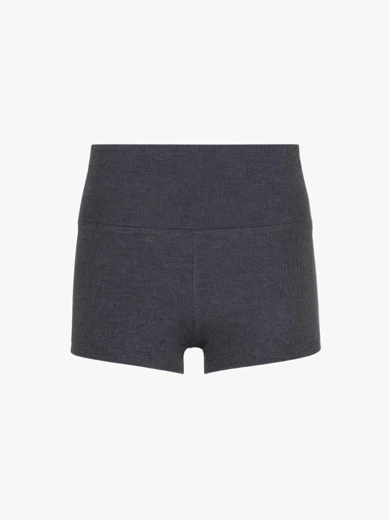 Szare szorty damskie loungewear z prąkowanego materiału z wysokim elastycznym pasem Pure Comfort