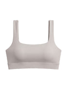Beżowy crop top sportowy z kwadratowym dekoltem Daily Flow