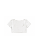 Biały damski crop top z kwadratowym dekoltem - widok z przodu