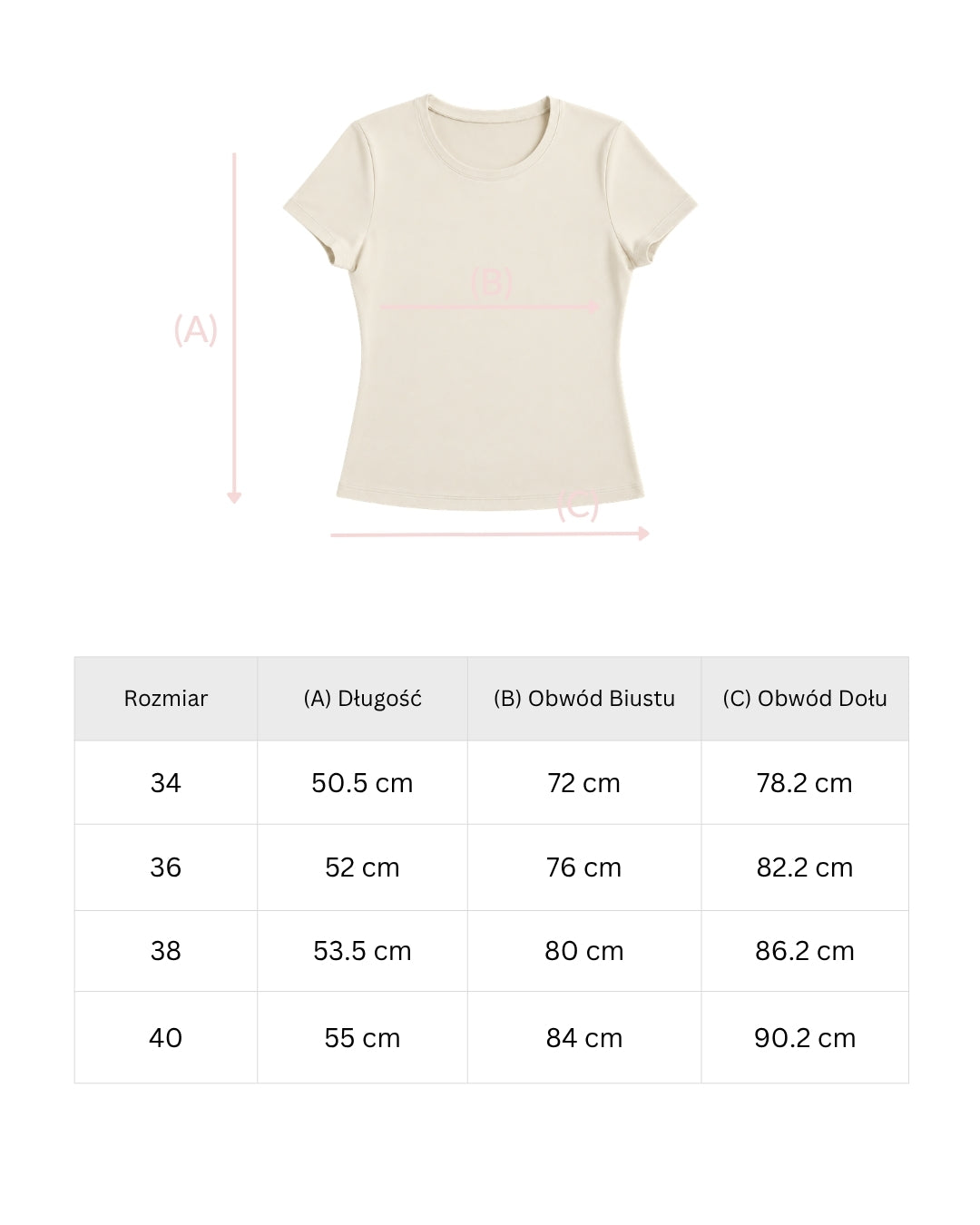 JOYINME tabela rozmiarów base-tee-vanilla-cream