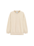Masełkowa, bawełniana bluza oversize Kind o wydłużonym kroju. Obniżona linia ramion, miękka dzianina i detal KINDNESS, na co dzień i po jodze!