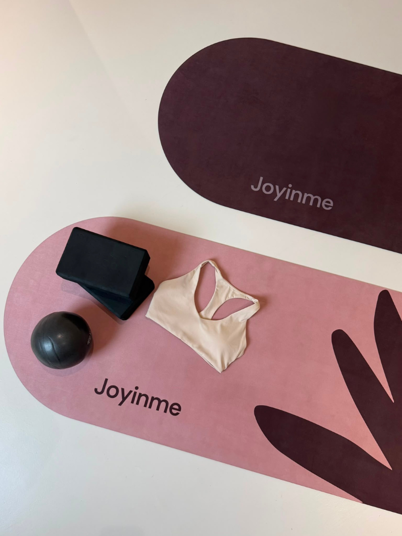 Yoga Mat FLOW Coated 3 mm, Rosy Leaf Rounded