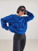 Kobaltowa damska bluza oversize z obniżoną linią ramion, wykonana z bawełny w projekcie Soft Rebel