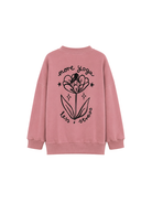 Różowa bluza oversize z nadrukiem more yoga less stress